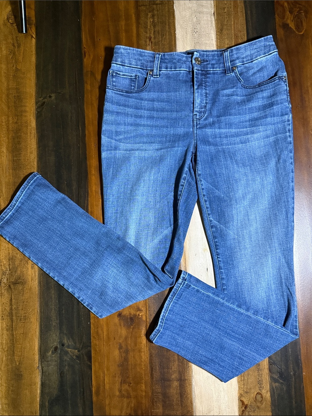 Chico So Slimming Girl Friend Straight Leg  Women's Blue Denim Jeans